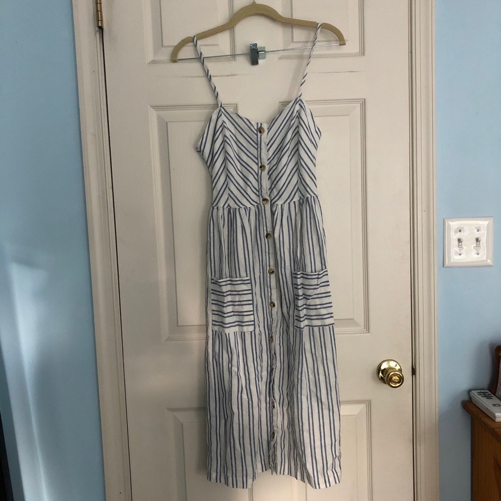 Stripe Button Front Midi Dress - image 1